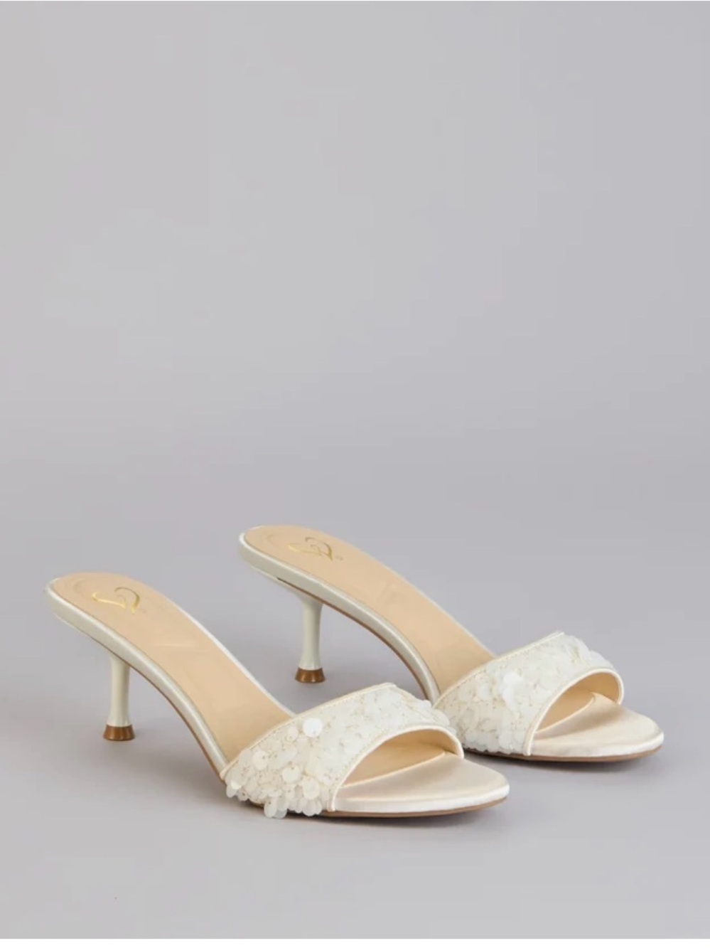Elegant Ivory Beaded Slide Heels for Women